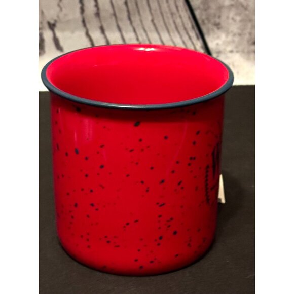 Red Speckled Enamel Camping Mug - The World Is Yours To Explore - 12 Oz Dishwash - Picture 3 of 8